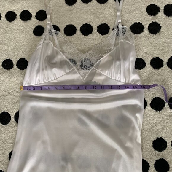 Vintage 90s Satin Full Slip Dress Lace Trim Lingerie Fairy Boho Nightie New - Picture 14 of 16